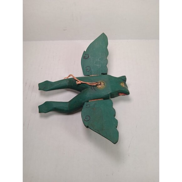 Bali Flying Frog Wooden Mobile Winged Spirit Demon Chaser Balinese Folk Art - Picture 3 of 7